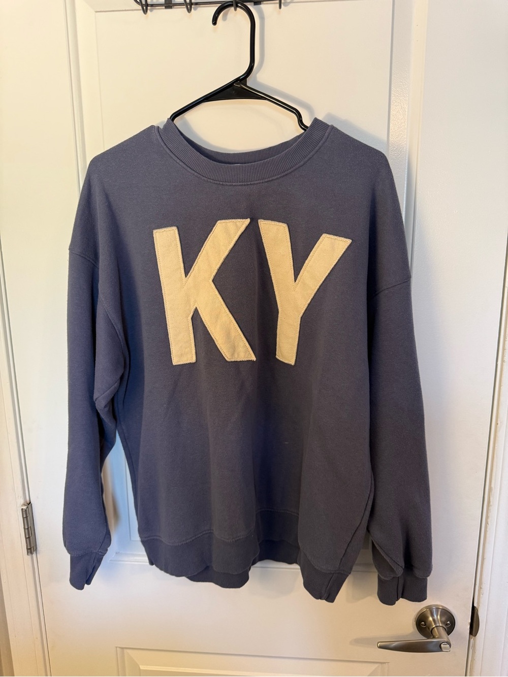 State of Mind Blue Crewneck Sweatshirt with Cream KY Applique